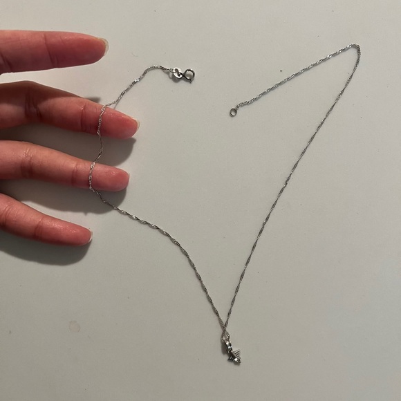 1.0 mm 14k solid rope necklace chain with a small 14k pendant. - Picture 2 of 6